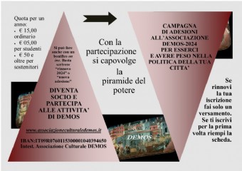 Campagna annule di adesioni all'Associazione Demos